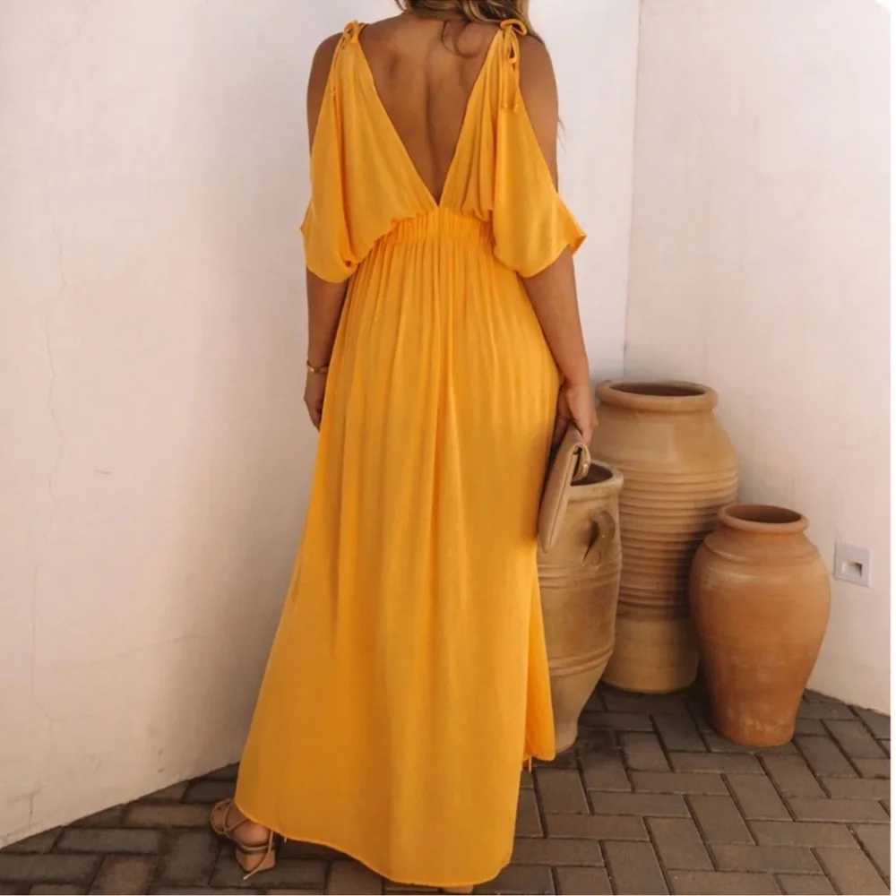 VICI Korinne Cold Shoulder Maxi Dress Marigold NWT